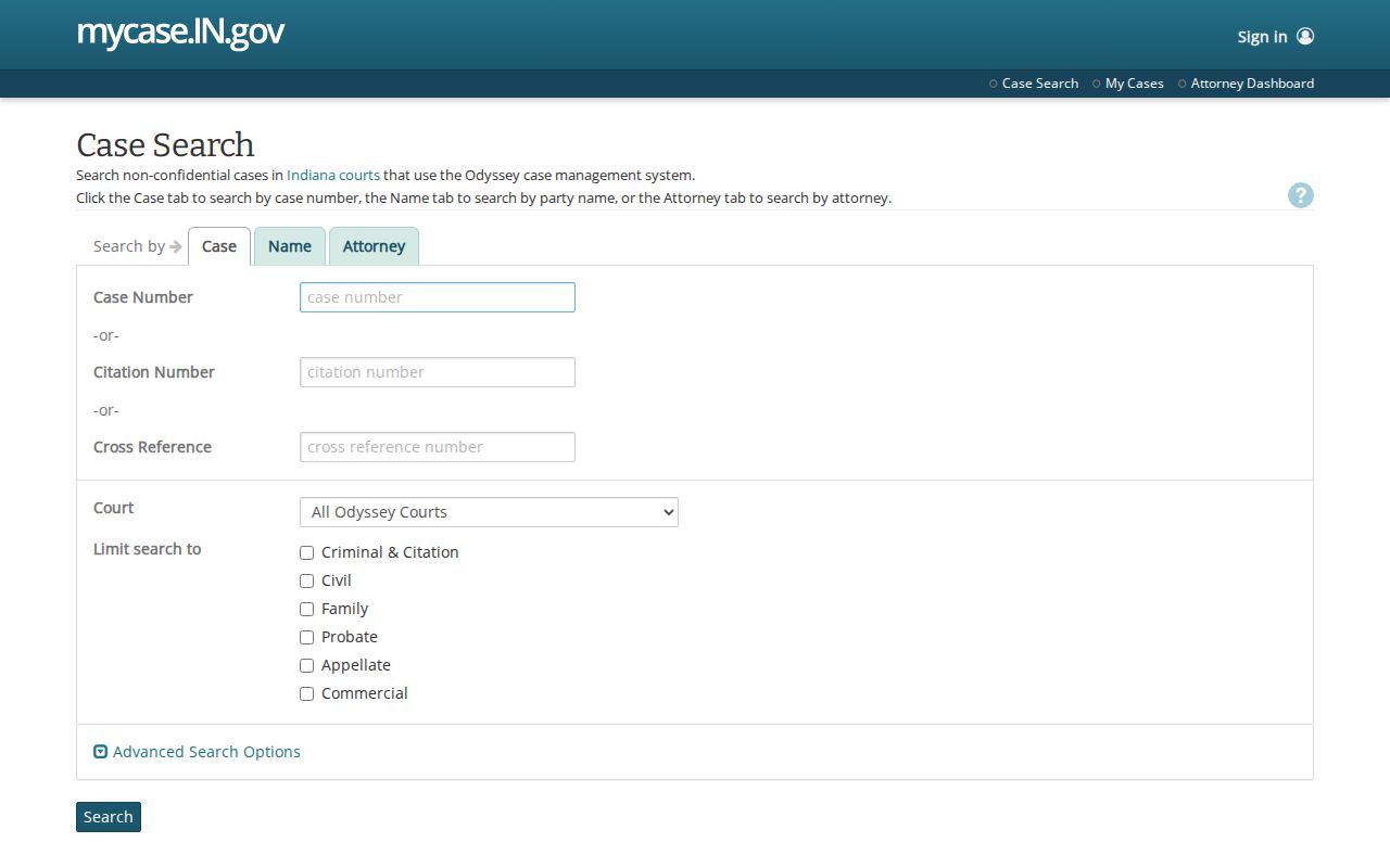 MyCase portal for a DeKalb County case search