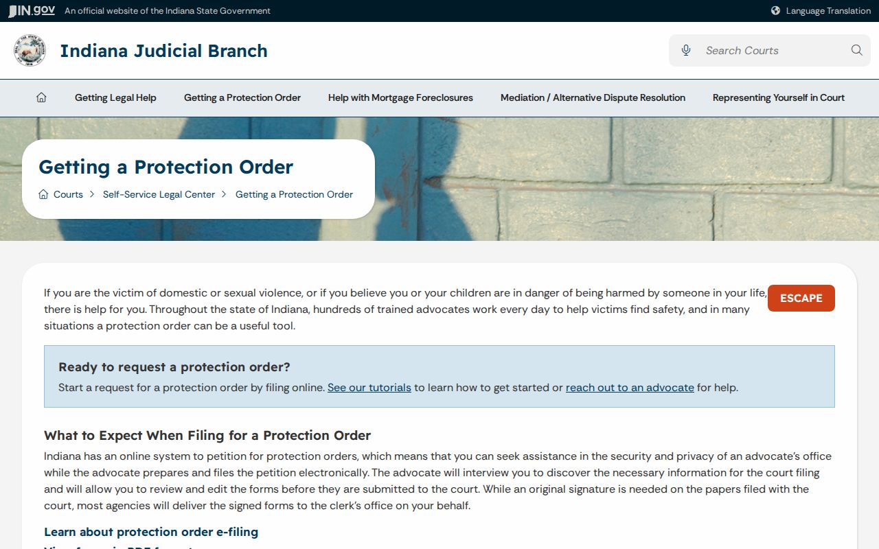 Indiana Protection Order Search information