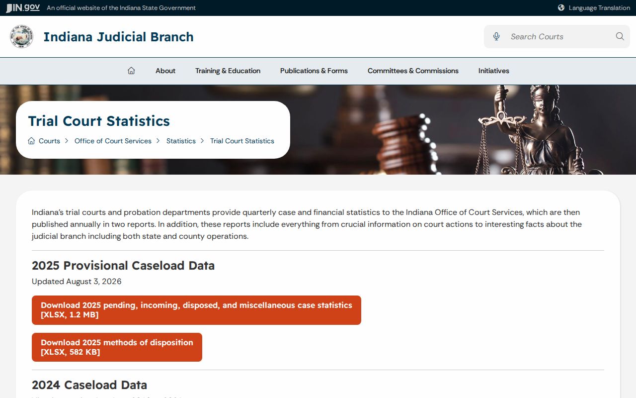 Indiana trial court and probation statistics hub
