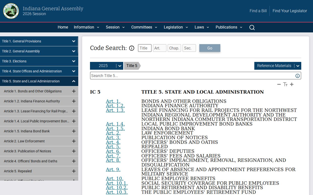 Indiana Code Title 5 public record context
